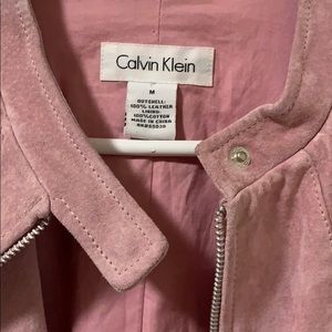Euc Calvin Klein pink real leather motor jacket M